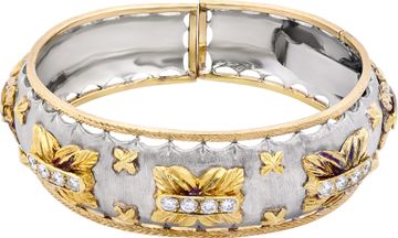 White and yellow gold diamond bangle in 18k Bracelet Collection