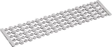 Wide multi-row diamond bracelet in 18k white gold with articulating circular links. Over 37 carats in round diamonds