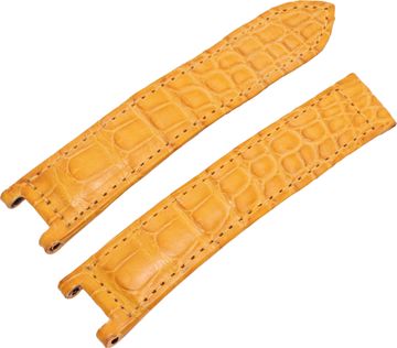 Yellow Cartier Pasha Alligator Strap 20mm x 18mm. Long end: 4 inches. Short End 3.75 inches. For Deployment Buckle.